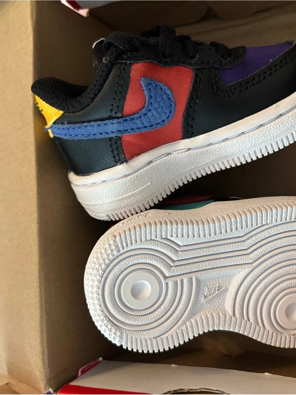 Nike Kids Low-Top Sneakers — Black, Teal, Red, Purple, Yellow